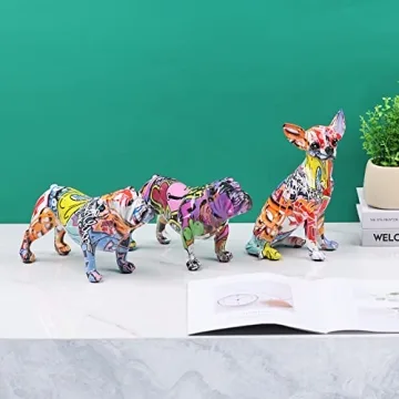 Colourful Graffiti Bulldog Sculptures - Unique Home Decor