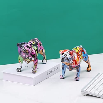 Colourful Graffiti Bulldog Sculptures - Unique Home Decor