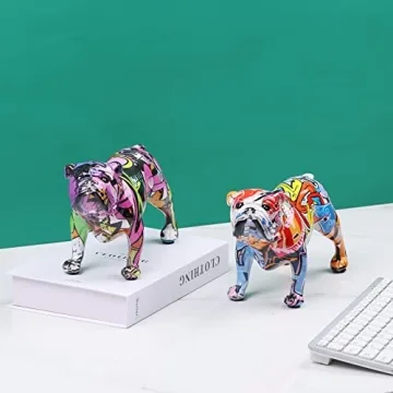 Colourful Graffiti Bulldog Sculptures - Unique Home Decor