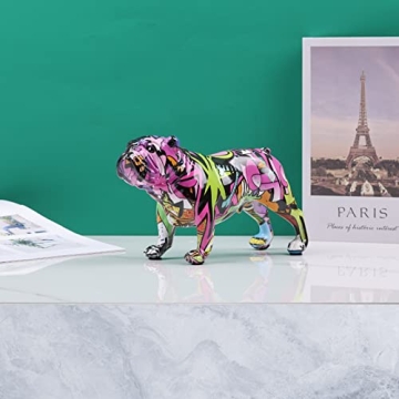 Colourful Graffiti Bulldog Sculptures - Unique Home Decor