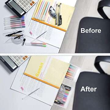 YOOUSOO 2 Pack Under Desk Drawer Organizer, Slide Out Pencil Holder, Desk Drawer Attachment, Plastic Desk Accessories & Workspace Organizers, Hidden Desktop Organizer Self-Adhesive