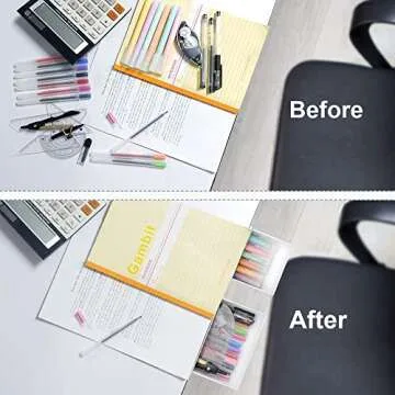 YOOUSOO 2 Pack Under Desk Drawer Organizer, Slide Out Pencil Holder, Desk Drawer Attachment, Plastic Desk Accessories & Workspace Organizers, Hidden Desktop Organizer Self-Adhesive