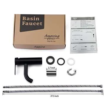 AMAZING FORCE Black Bathroom Faucet Black Single Hole Bathroom Sink Faucet Single Handle Matte Black Bathroom Faucet Vanity Faucet- Sink Drain & Deck Plate Not Included 1.2 GPM