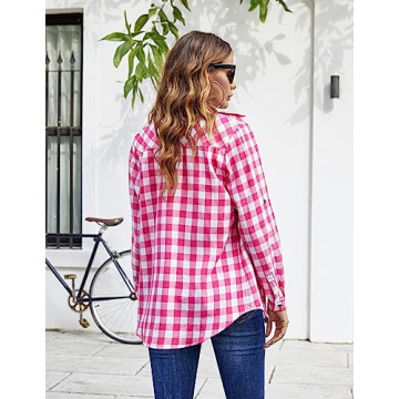 Chic Zeagoo Pink Plaid Flannel Shirt for Stylish Comfort