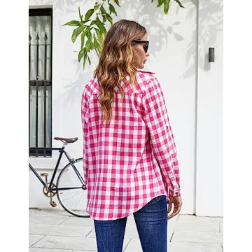 Chic Zeagoo Pink Plaid Flannel Shirt for Stylish Comfort