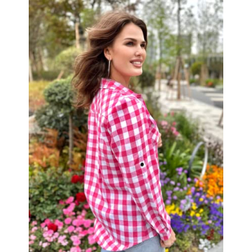 Chic Zeagoo Pink Plaid Flannel Shirt for Stylish Comfort