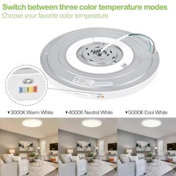 hykolity 18 Inch LED Round Flat Panel Light, White, 32W, 3200lm, 3000K/4000K/5000K CCT Selectable, 1...