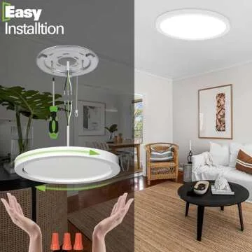 hykolity 18 Inch LED Round Flat Panel Light, White, 32W, 3200lm, 3000K/4000K/5000K CCT Selectable, 120°Beam Angle, Dimmable Edge-Lit Flush Mount Ceiling Light Fixture - ETL Listed