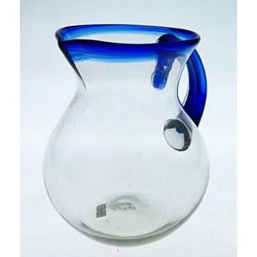 Mexican Blue Rim Glasses and Pitcher Set - 16 Oz