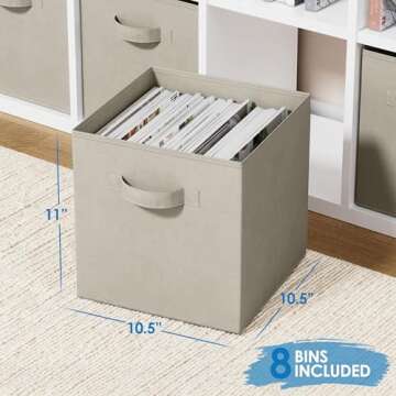 Royexe Set of 8 Foldable Fabric Storage Cube Bins | Collapsible Cloth Organizer Baskets Containers |...