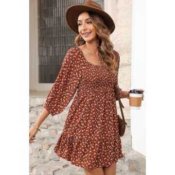 Dokotoo Boho Square Neck Ruffle Dress for Women 2025