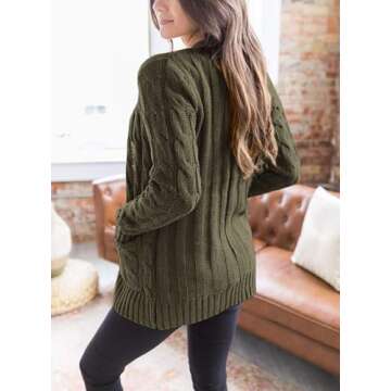 PRETTYGARDEN Women's Open Front Cardigan Sweaters Fall Fashion Button Down Cable Knit Chunky Winter ...