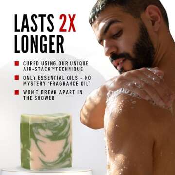 The Black Stuff All Natural Bar Soap for Men Handmade Cold Process Soaps with Organic Ingredients and Essential Oils - Mens Soap for Daily Use, Irish Mountain Rain Body Soap