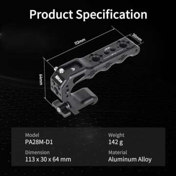 Nitze Camera Top Handle with NATO Clamp, Mini NATO Handle with Built-in Anti-Off Cold Shoe for DSLR ...