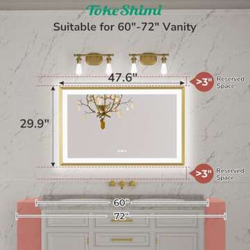 TokeShimi 48x30 Inch LED Bathroom Vanity Mirror with Dual Lighting Options and Anti-Fog Feature