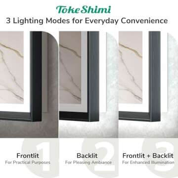 TokeShimi LED Bathroom Mirror 48x30 Inch Black