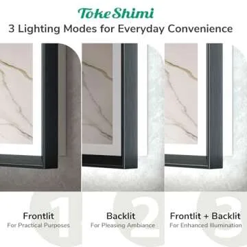 TokeShimi LED Bathroom Mirror 48x30 Inch Black