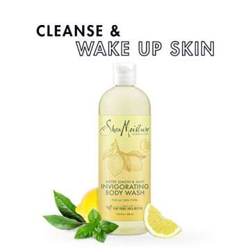 SheaMoisture Invigorating Body Wash for All Skin Types Invigorating Lemon Mint Cruelty Free Skin Care, Made with Fair Trade Shea Butter 19.8 oz