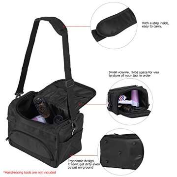 Anself Salon Barber Tool Bag Portable Travel MUA Case for Hair Styling (Black)