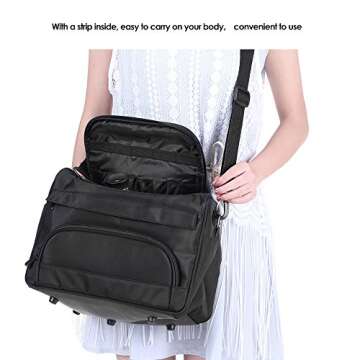 Anself Salon Barber Tool Bag Portable Travel MUA Case for Hair Styling (Black)