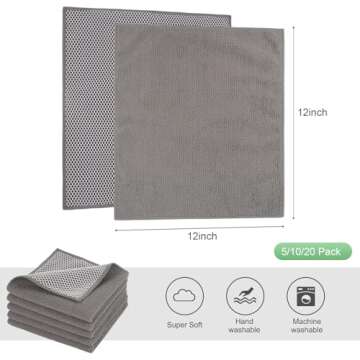SINLAND Microfiber Dish Cloths: Ultra-Absorbent, Soft, 10-Pack for Home Cleaning