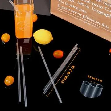 200 Pcs Clear Disposable Drinking Plastic Straws.(0.23'' diameter and 8.26" long)-Clear