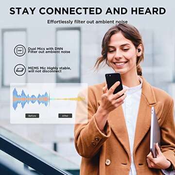 1MORE ComfoBuds Mini Hybrid Active Noise Cancelling Earbuds, in-Ear Headphones with Stereo Sound, Ea...