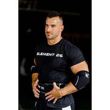 Element 26 Elbow Sleeve Weightlifting - 1 Pair (5mm) Neoprene Elbow Sleeve for Support & Compression - Elbow Brace for Powerifting, Body Building, Bench & Functional Fitness - Men & Women
