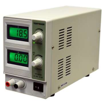 Tekpower TP1803D Lab Grade Variable Linear DC Power Supply, 0-18V @ 0-3A PC, with Alligator Cable and Power Cord,for Labs