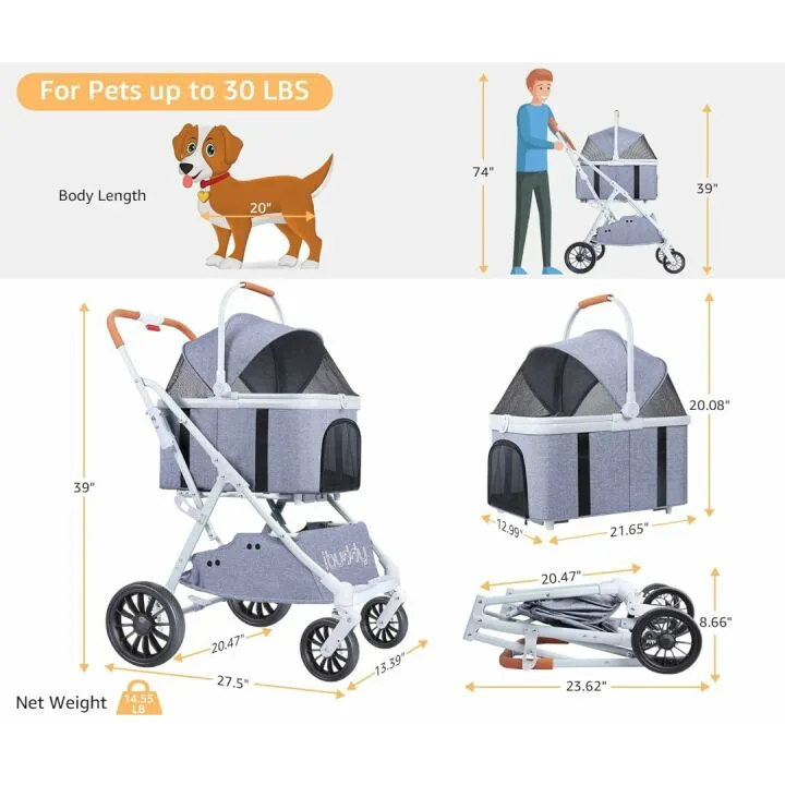 iBuddy Pet Stroller & Carrier - 4 in 1 Design