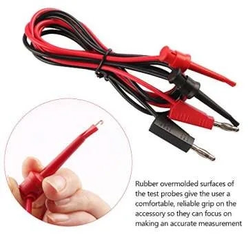 Micsoa Multimeter Leads, Electrical Test Lead Kit - Banana to Alligator Clips, Banana to Banana Plugs, Banana to Plounger Mini Hooks Multimeter Leads Set（3 Pair）