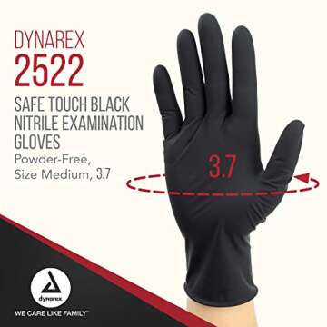 Dynarex Black Disposable Nitrile Gloves for Professionals