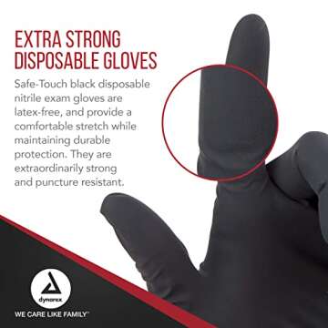 Dynarex Black Disposable Nitrile Gloves for Professionals
