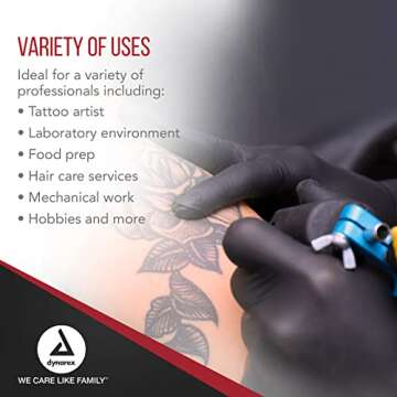 Dynarex Black Disposable Nitrile Gloves for Professionals