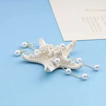 Allereyae Boho Dangle Pearl Drop Earrings Long Tassel Pearl Earrings Vintage Pearl Studs Earrings Wedding Pearl Chain Earrings for Women