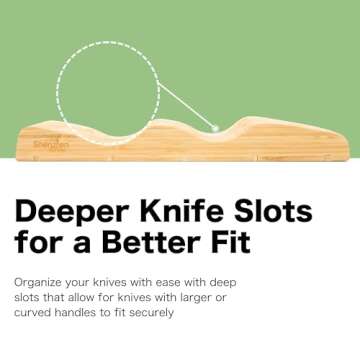 Shenzhen Knives Large In-Drawer Bamboo Knife Block: 11 Slot (Holds 10-12 Knives) Empty Wooden Knife ...
