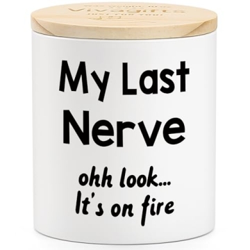 10oz Funny Christmas Candle Gifts for Women My Last Nerve Candle Xmas Holiday Funny White Elephant G...