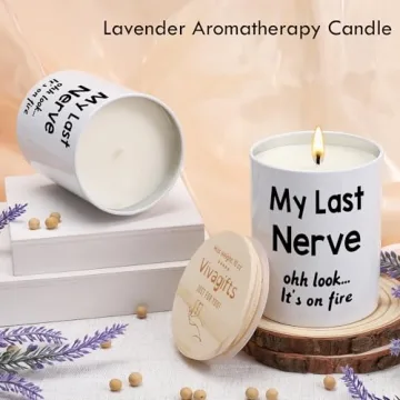 10oz Funny Christmas Candle Gifts for Women My Last Nerve Candle Xmas Holiday Funny White Elephant Gifts for Coworker Best Friend Bestie Sister Birthday Gifts Stress Relief Lavender Scented Candle