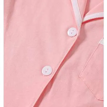 LYANER Women's Cotton Pajamas Set Button Short Sleeve Shirt with Shorts Set PJs Loungewear Pink Medium