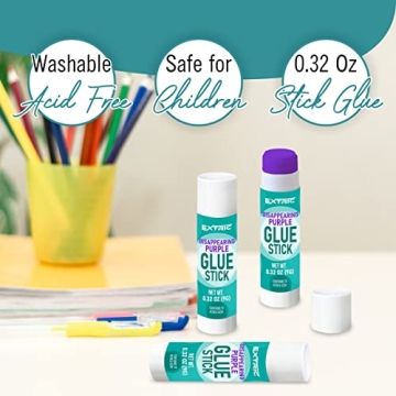 24 Count Purple Glue Sticks for Kids - Washable & Non-Toxic