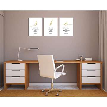 Inspirational Wall Art for Women's Bedroom Decor - Scriptures & Motivational Quotes - 3 Panel Canvas...