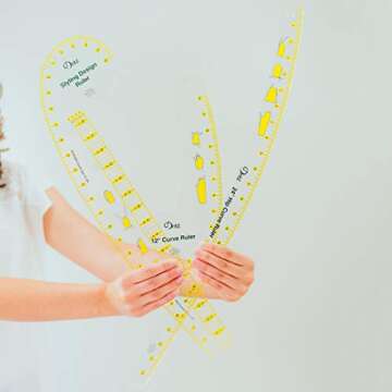 Dritz Design Ruler Trio with Styling Design, Curve & Hip Curve Rulers for Sewing