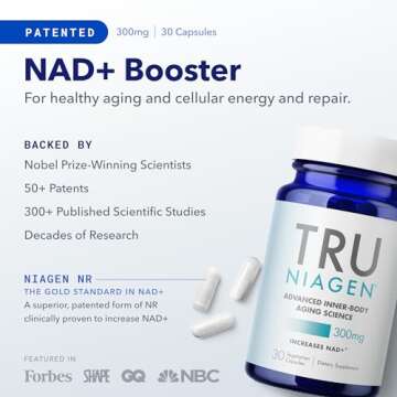 TRU NIAGEN Patented NAD Supplement for Anti Aging and Cell Regeneration, 300mg Niagen, 30 Servings |...