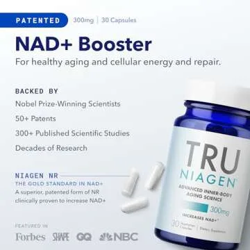 TRU NIAGEN Patented NAD Supplement for Anti Aging and Cell Regeneration, 300mg Niagen, 30 Servings |...