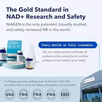 TRU NIAGEN Patented NAD Supplement for Anti Aging and Cell Regeneration, 300mg Niagen, 30 Servings | Supports Cellular Energy, Brain, Muscle | Nicotinamide Riboside (NR) Take 1 Daily | 3 Bottles
