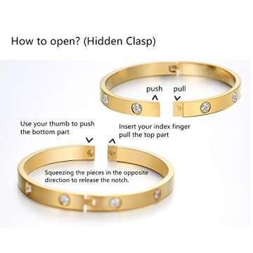 A D. ALLEN & DANMI. AD Jewelry 18 K Gold Plated Love Bangle Bracelet Stone Stainless Steel Bangle for Love(Gold and Silvery)