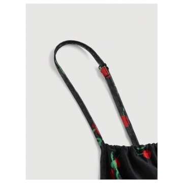 SOLY HUX Women's Summer Cute Vintage Cherry Print A Line Flowy Tea Party Mini Cami Dresse Black Cherry Small