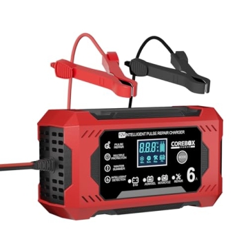 Corebox Battery Charger 6-Amp 12V Automatic Smart Battery Trickle Charger, Battery Maintainer Desulf...