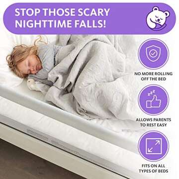 ComfyBumpy 59 inch Extra Long Toddler Bed Rails - Baby Bed Rail Guard for Kids, Twin, Full, King and Queen Beds - Adjustable Bed Rail for Toddlers - Baby Bed Side Bedrails - Gray, XL (59" x 19.5")