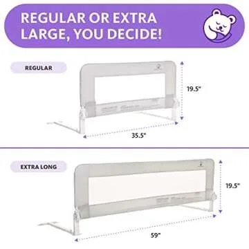 ComfyBumpy 59 inch Extra Long Toddler Bed Rails - Baby Bed Rail Guard for Kids, Twin, Full, King and Queen Beds - Adjustable Bed Rail for Toddlers - Baby Bed Side Bedrails - Gray, XL (59" x 19.5")